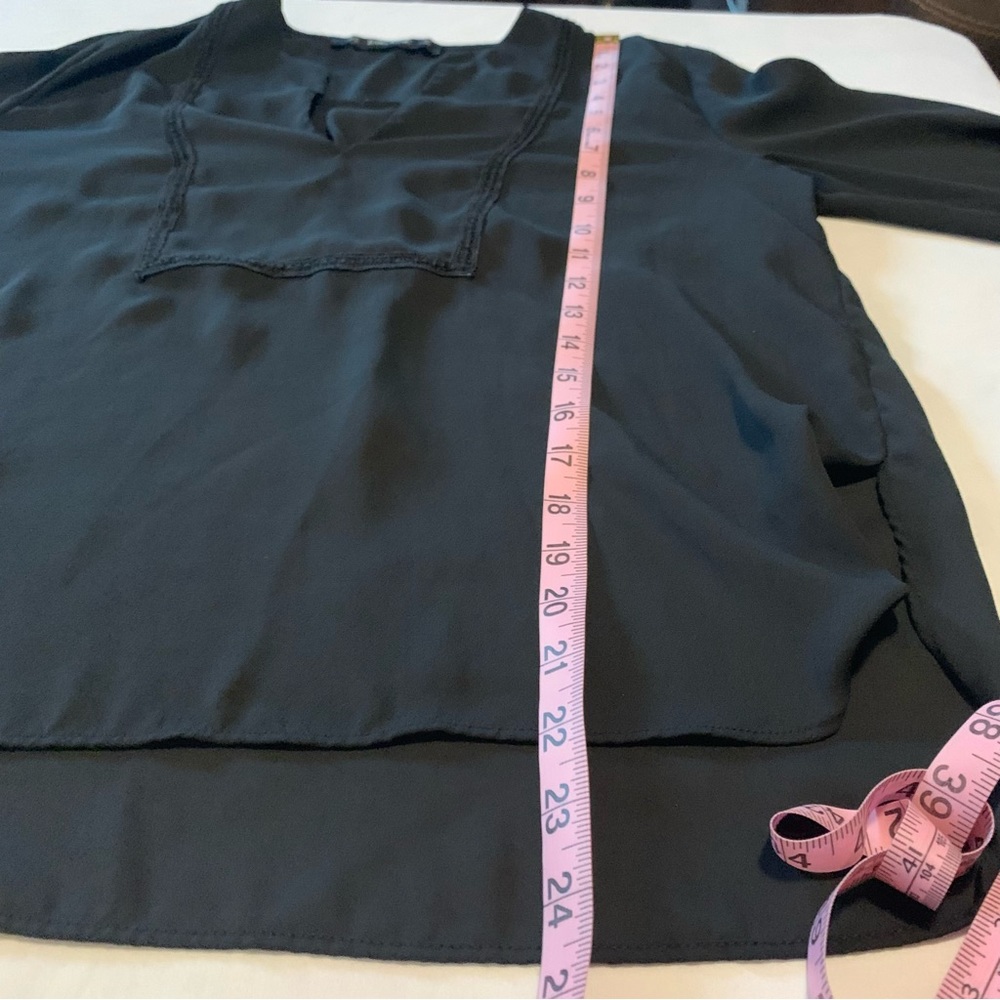 Zara Basic Black Long Sleeve Deep V Neck Blouse S… - image 6